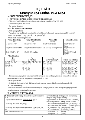 Bài giảng Chương 5 Đại cương kim loại - Môn hóa học